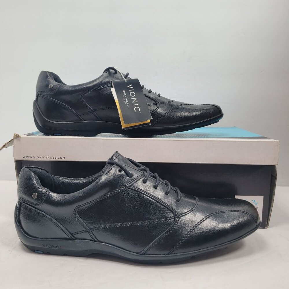 Vionic Hunter Men's Black Leather Casual Shoes US Size 7 NWT